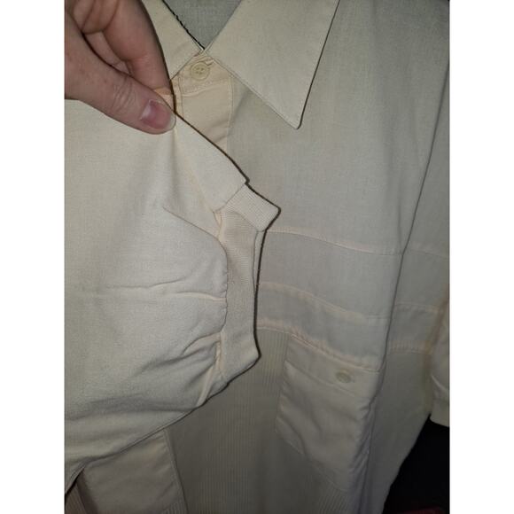 Vintage Palmerland Cream Short Sleeve Ribbed Polo‎ Golf Shirt Size Large - Picture 6 of 7